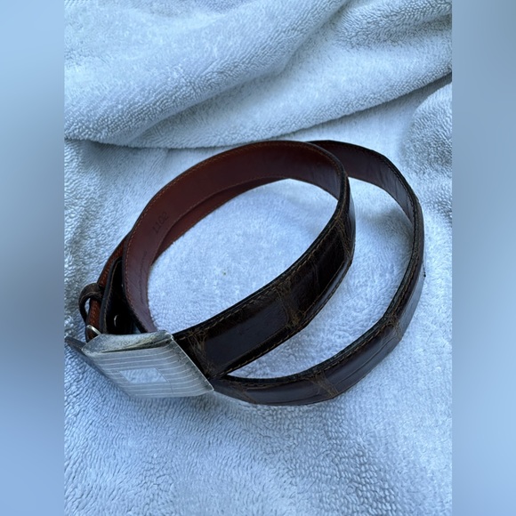 RALPH LAUREN American brown alligator  sterling  buckle and belt size 30 unisex - Picture 7 of 16